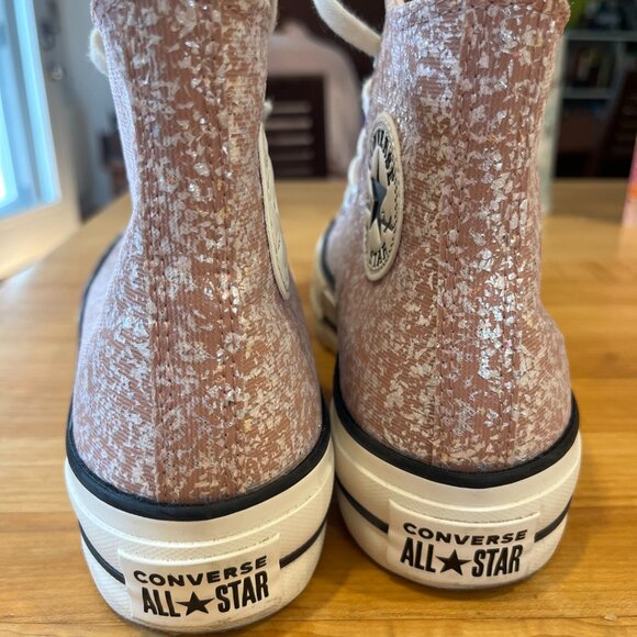 Pink sparkle Converse All-Stars high tops, like new - Picture 2 of 9